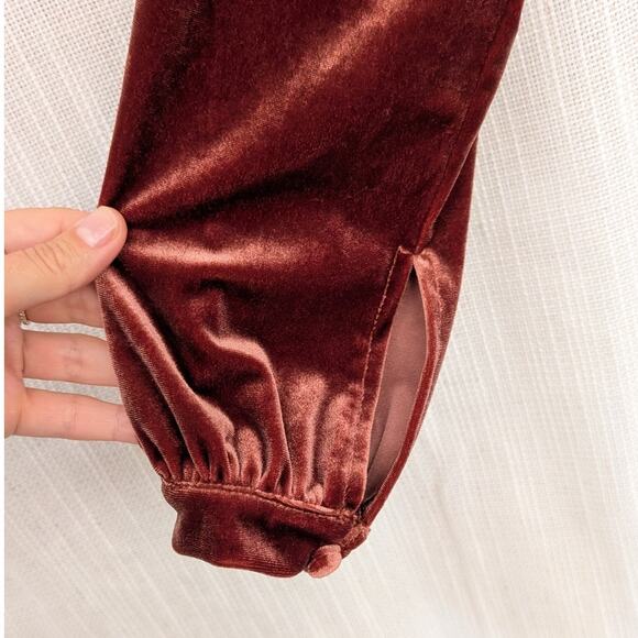 Revelry Vera Velvet V neck Long Sleeve Front Slit Wrap Maxi Dress, size 6 - Picture 7 of 10